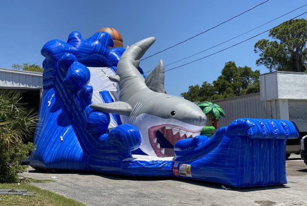 Gone Fishing Inflatable Slide | Wet or Dry | Shark Themed Slide
